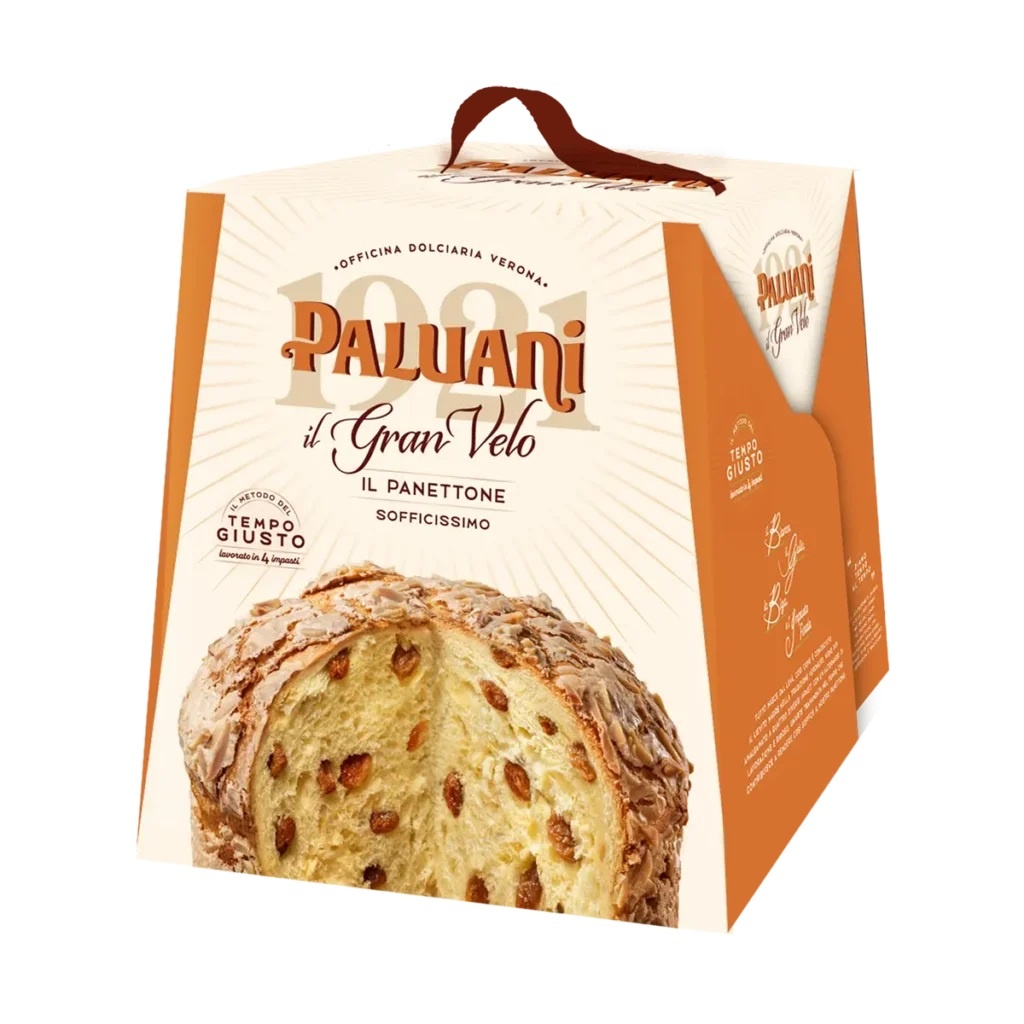 Panettone Gran Velo s rozinkami a glazovanými mandlemi Paluani 900g